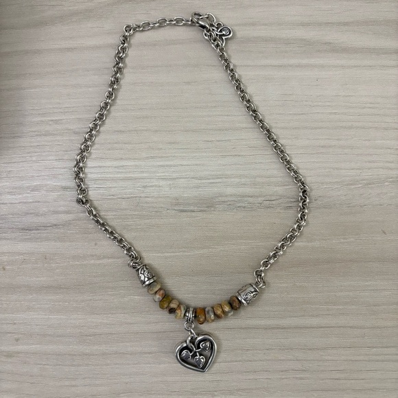 Brighton Jewelry - Vintage BRIGHTON BOTSWANA Terra Agate Stone Bead Silver Necklace